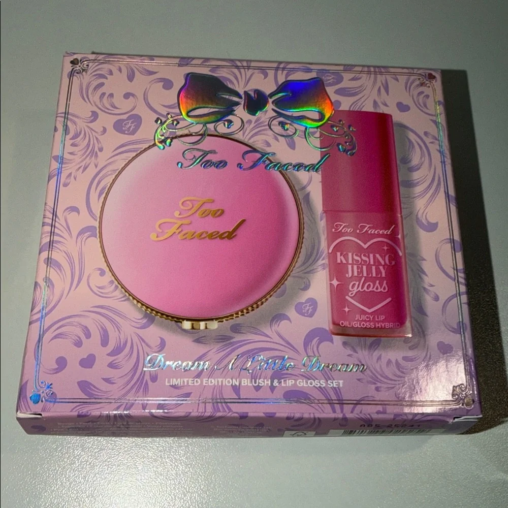 Too Faced dream a little dream blush and lip gloss set NEW